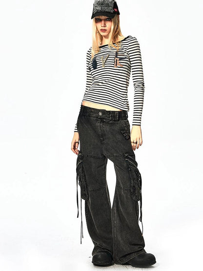 FayChui  Deconstructed Washed Cargo Jeans