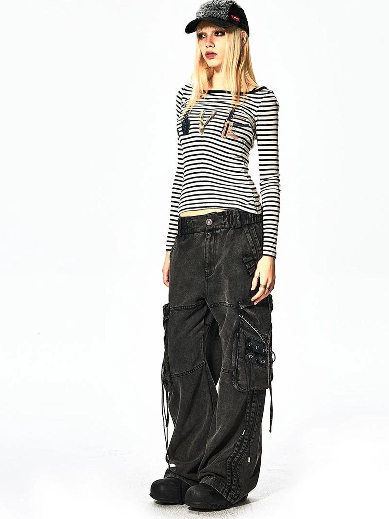 FayChui  Deconstructed Washed Cargo Jeans
