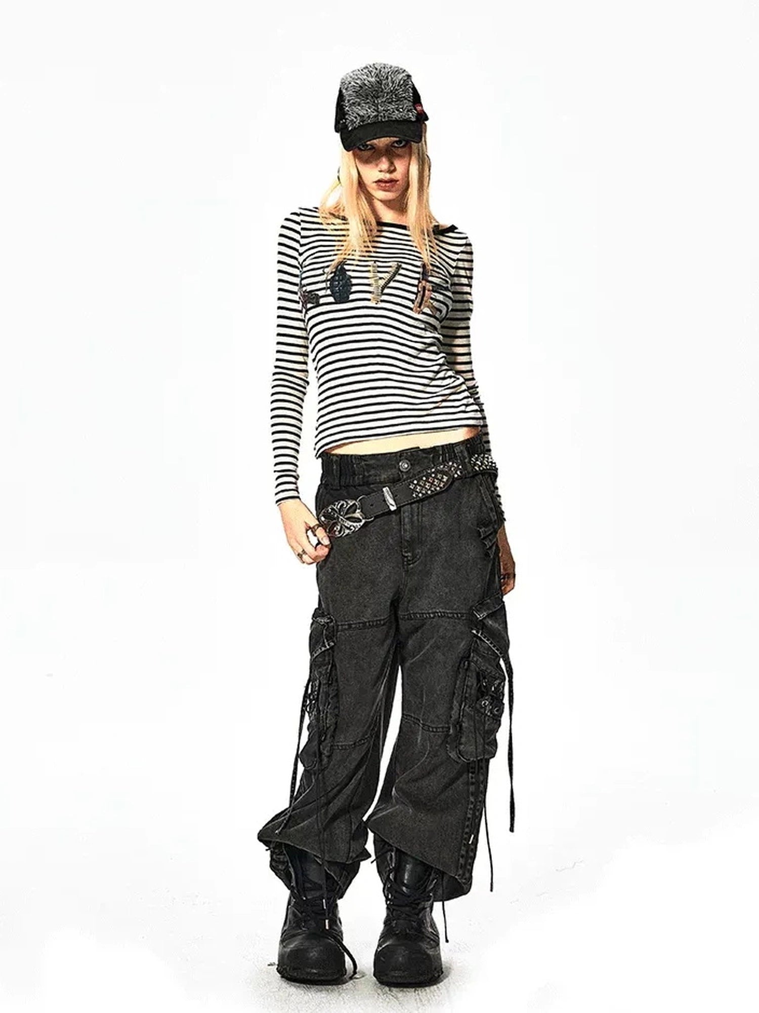 FayChui  Deconstructed Washed Cargo Jeans