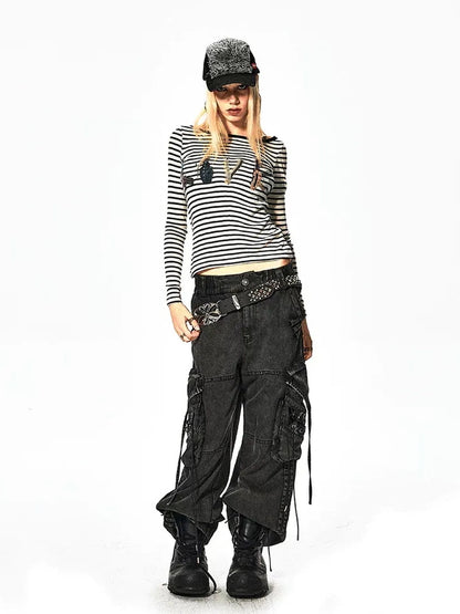 FayChui  Deconstructed Washed Cargo Jeans