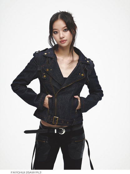 FayChui Detachable Fur Collar Deconstructed Zipper Women&