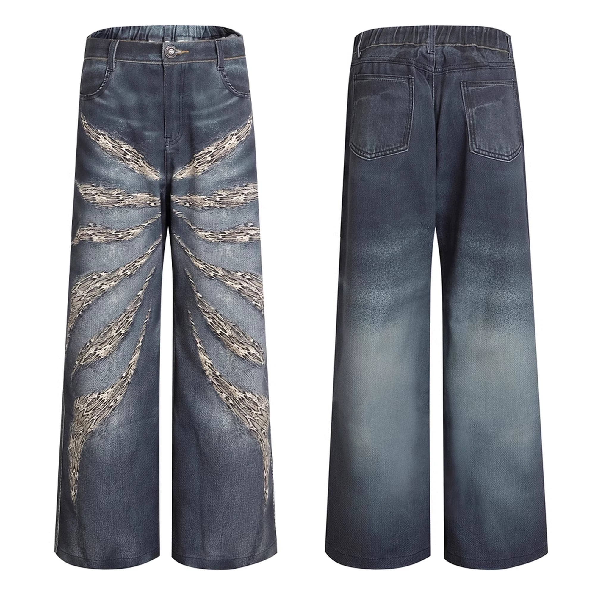 FayChui  Digital Camo Leopard Print Loose Jeans