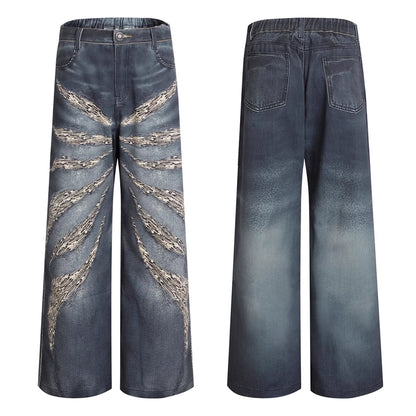 FayChui  Digital Camo Leopard Print Loose Jeans