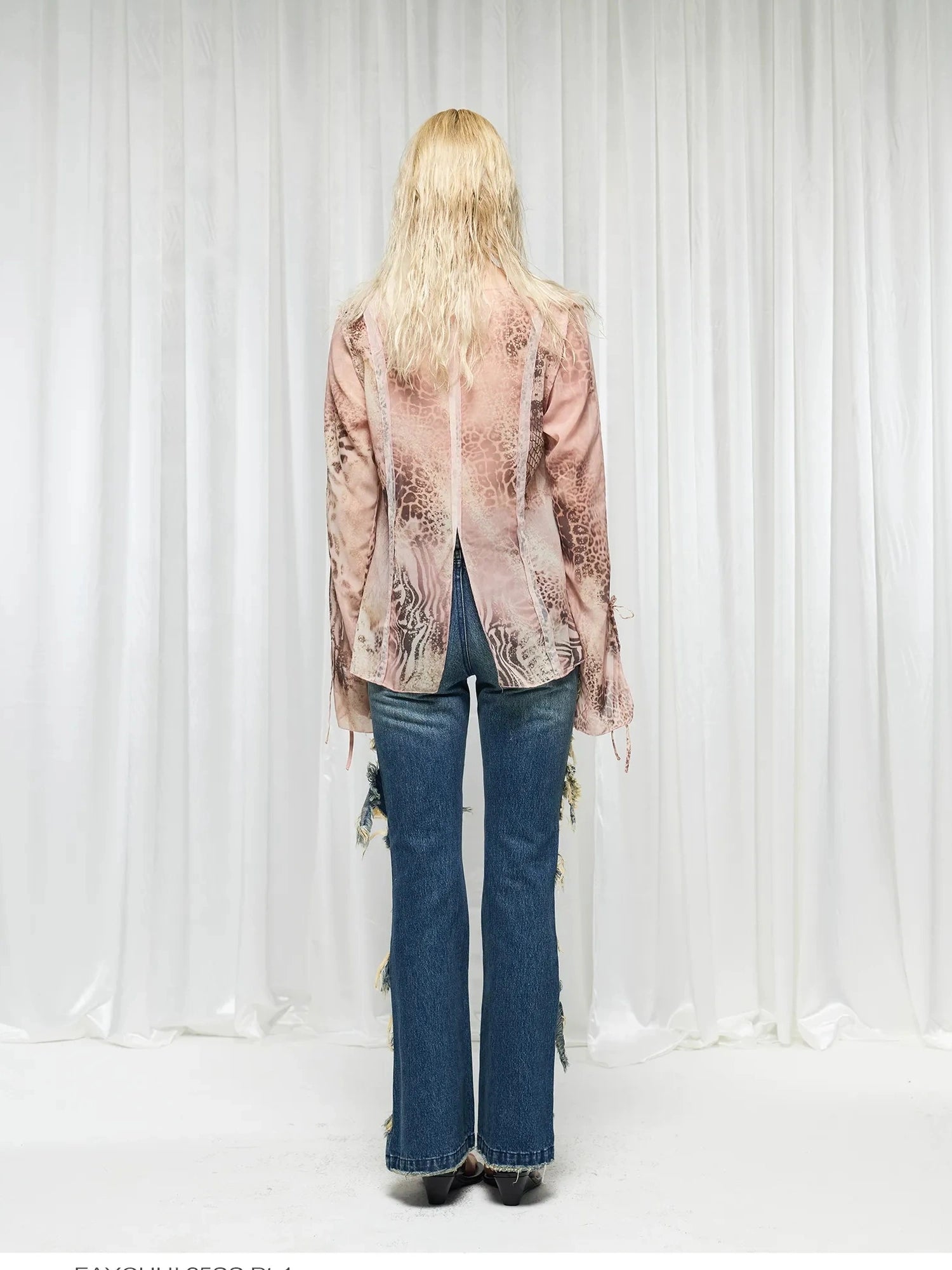 FayChui  Distressed Flared Jeans With Glittering Sequins