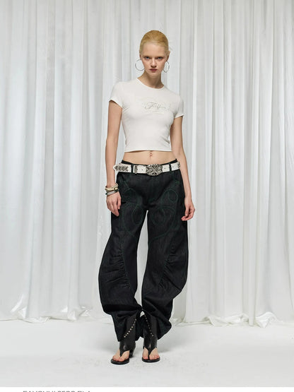 FayChui  Distressed Patchwork Love Bell Bottom Jeans