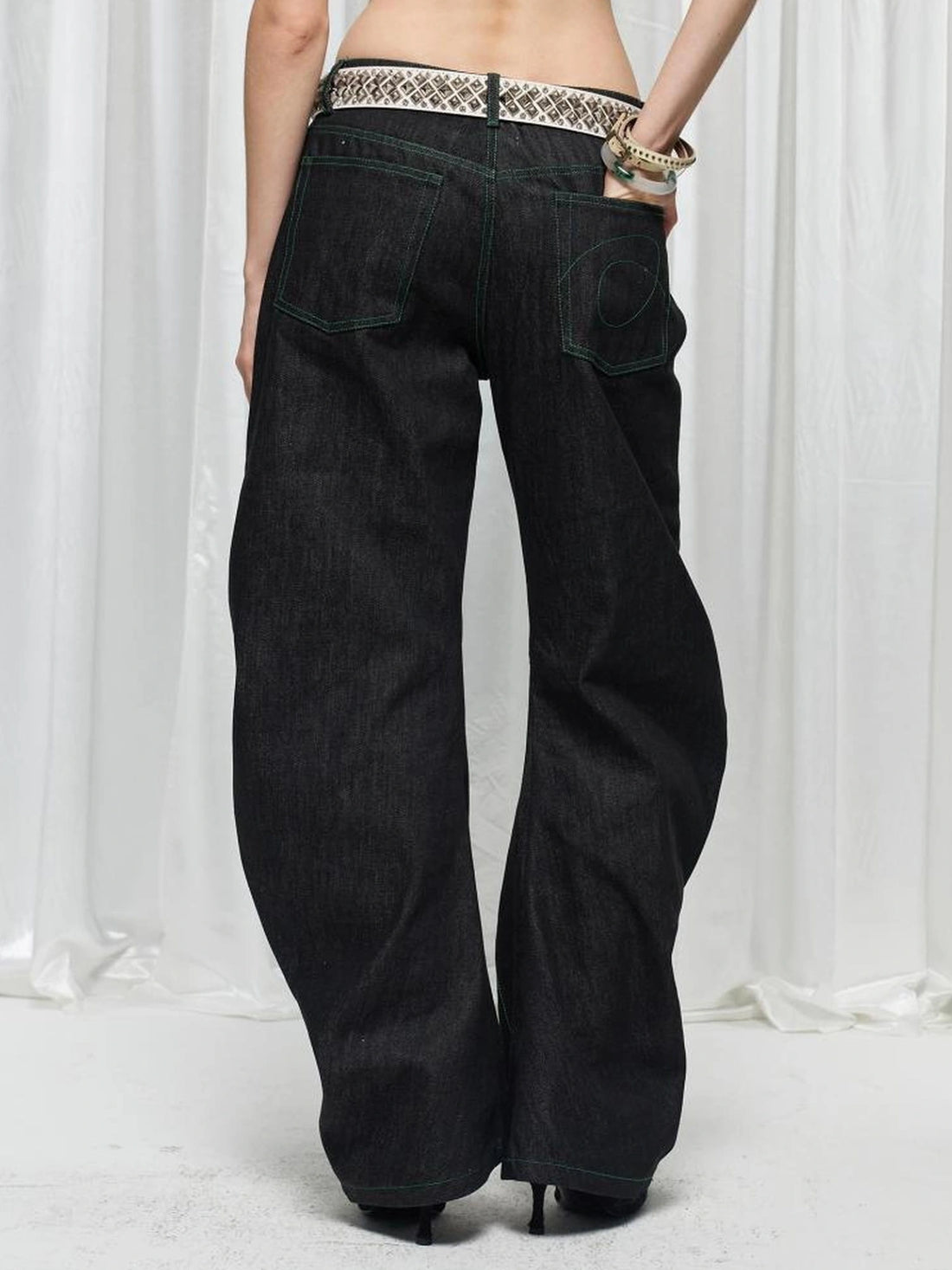 FayChui  Distressed Patchwork Love Bell Bottom Jeans