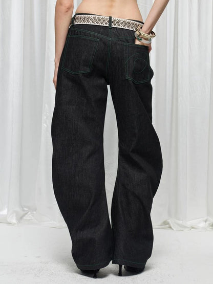 FayChui  Distressed Patchwork Love Bell Bottom Jeans