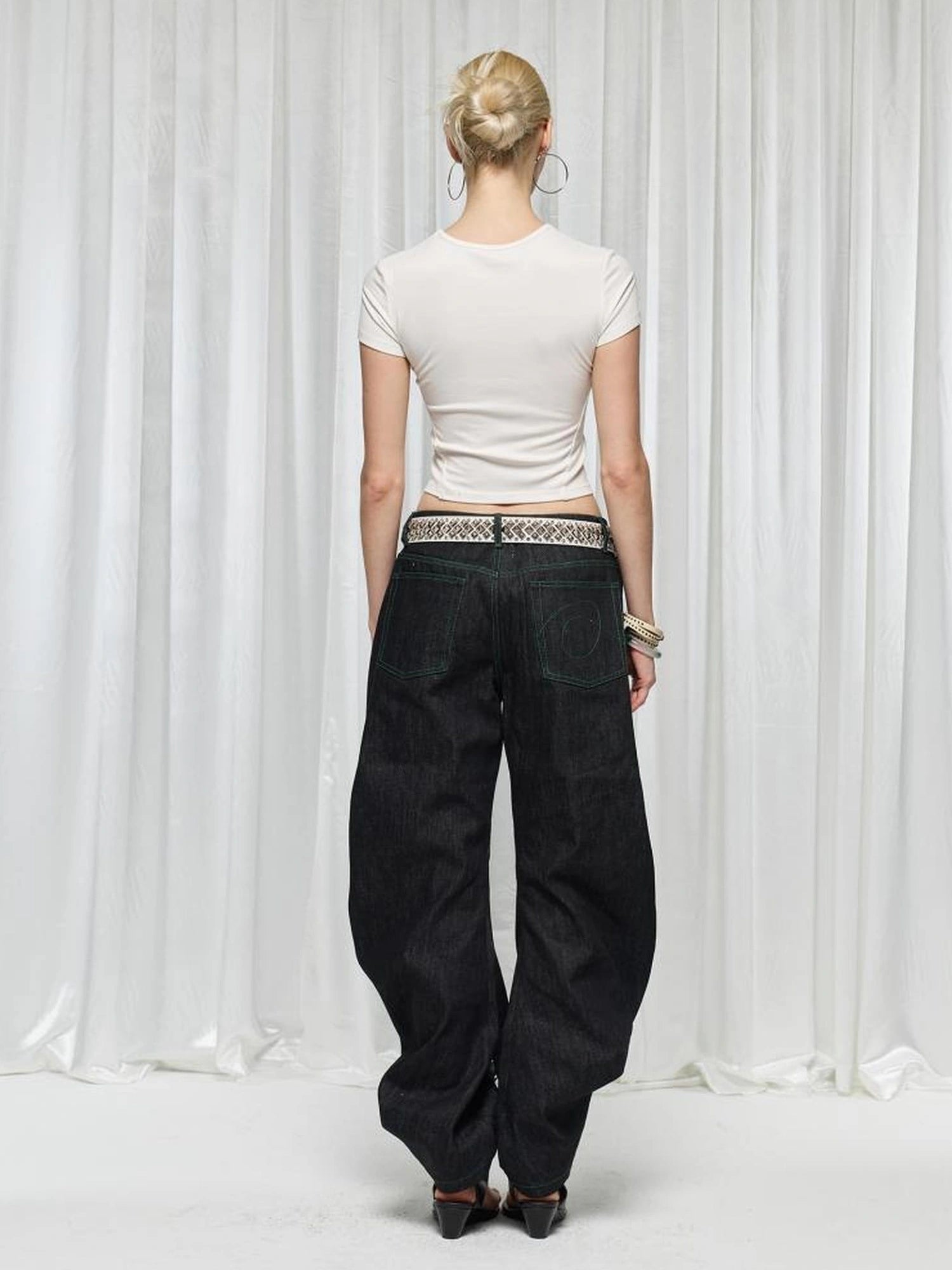 FayChui  Distressed Patchwork Love Bell Bottom Jeans