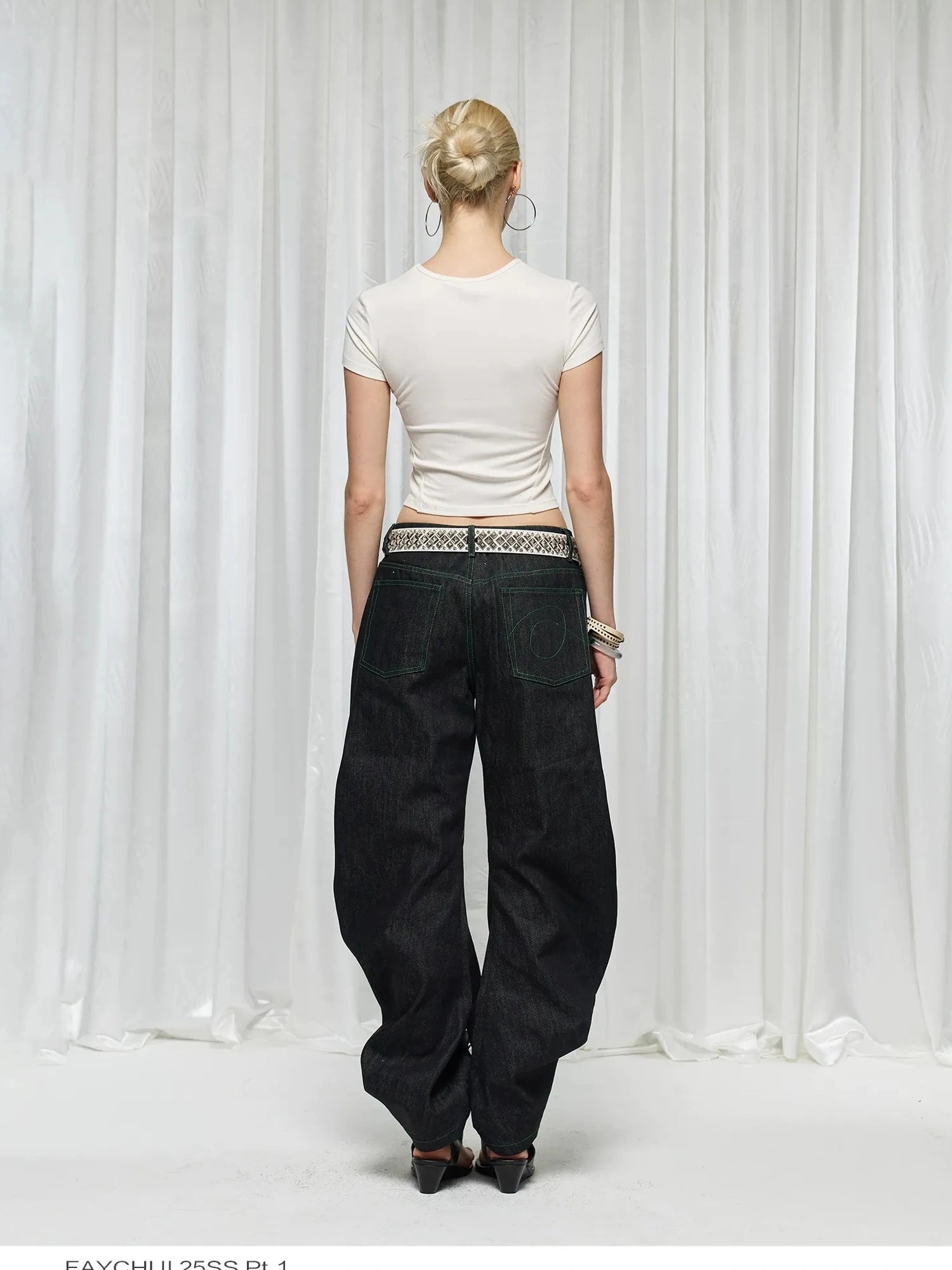 FayChui  Distressed Patchwork Love Bell Bottom Jeans