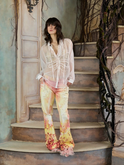 FayChui  Dreamy Floral Flared Jeans