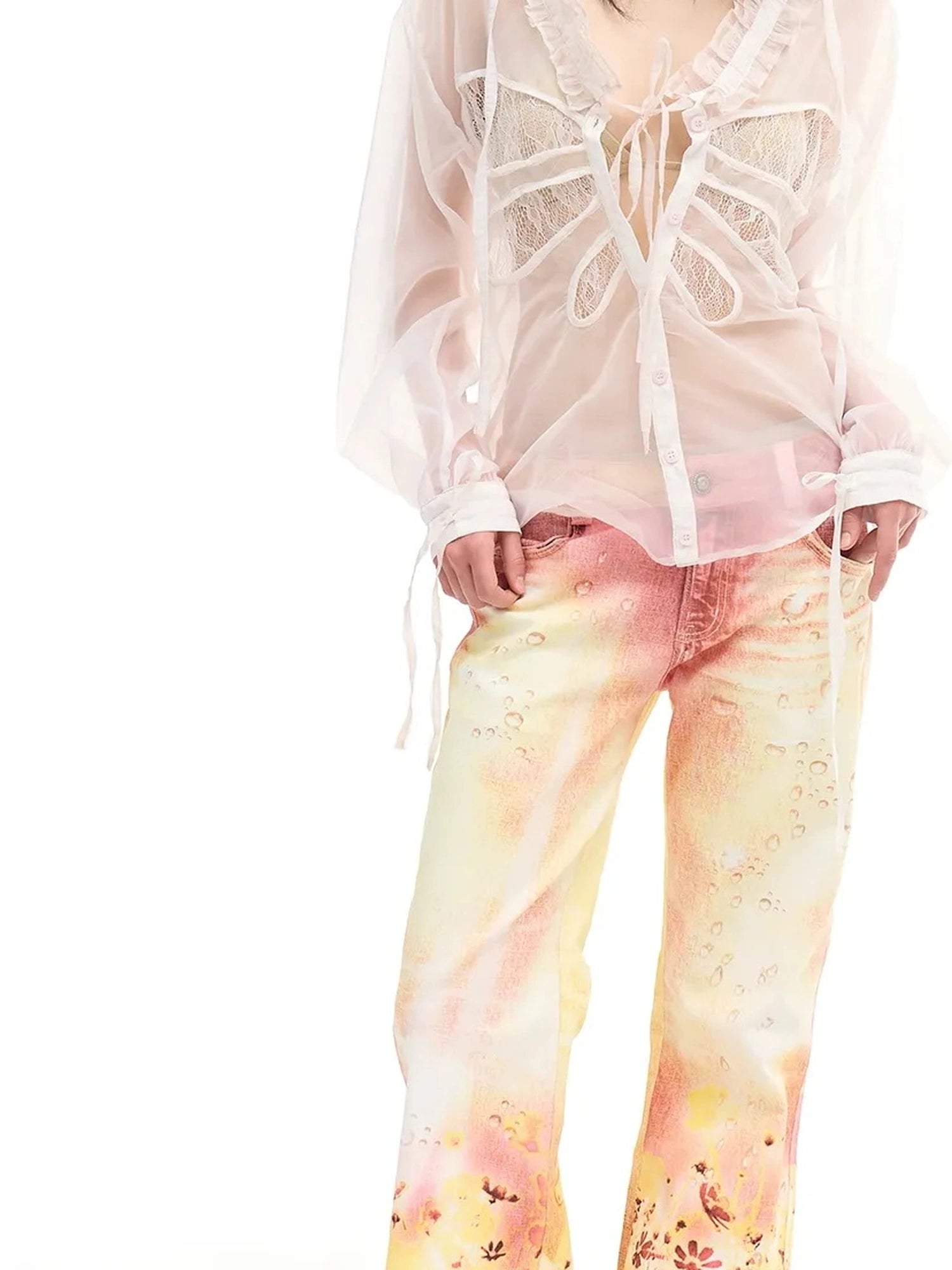 FayChui  Dreamy Floral Flared Jeans
