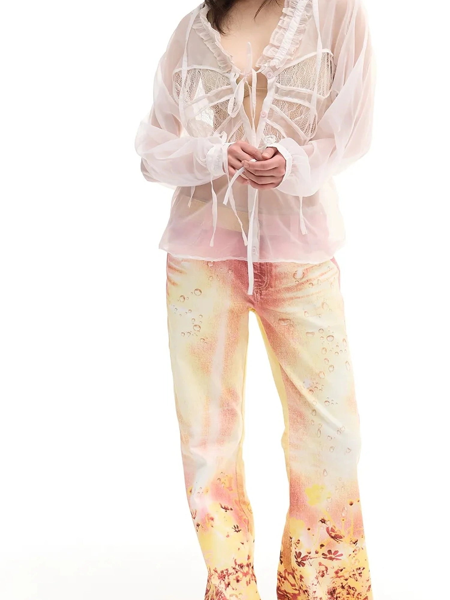 FayChui  Dreamy Floral Flared Jeans