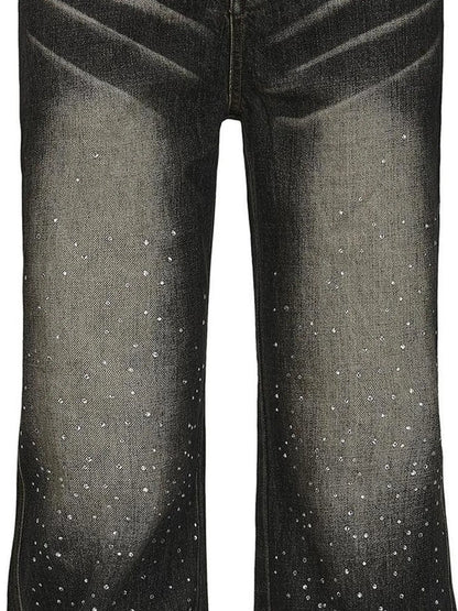 FayChui  Faychui Embroidered Rhinestone Flared Jeans