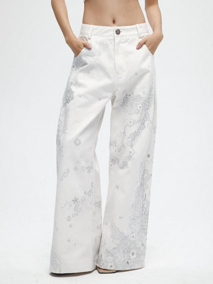 FayChui Floral Lace Asymmetric Digital Print Women&
