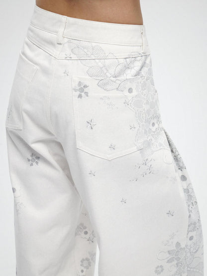 FayChui Floral Lace Asymmetric Digital Print Women&
