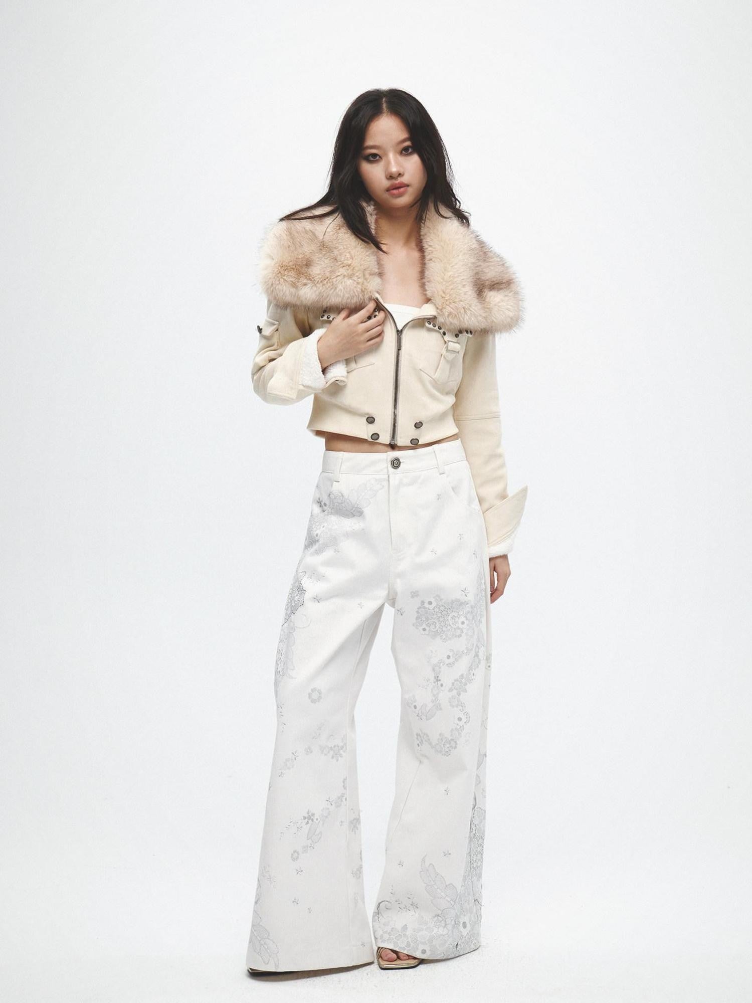 FayChui Floral Lace Asymmetric Digital Print Women&