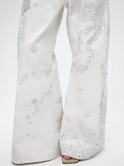 FayChui Floral Lace Asymmetric Digital Print Women&