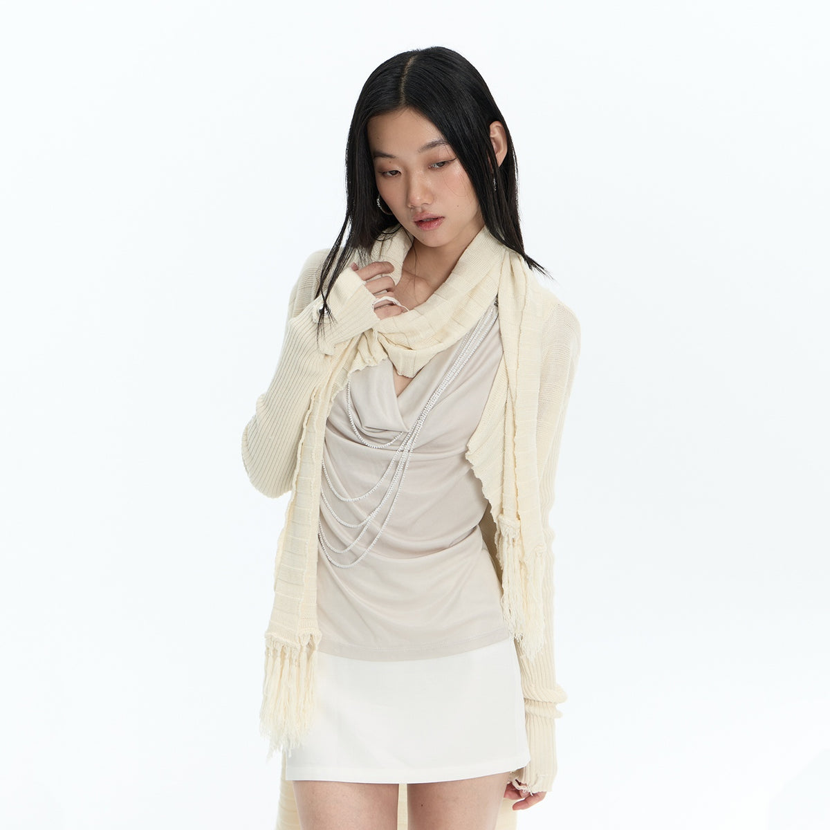 FayChui_Fringe_Knit_V-neck_Long_Sleeve_Women&