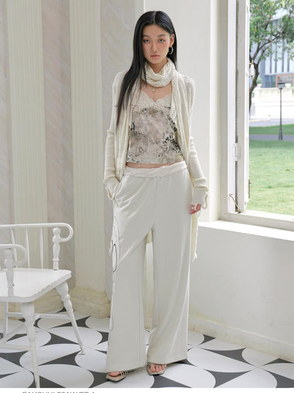 FayChui Fringe Knit V-neck Long Sleeve Women&