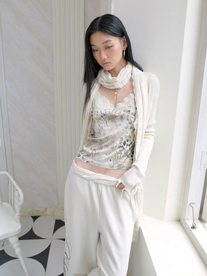 FayChui Fringed Knit Rectangular Solid Women&