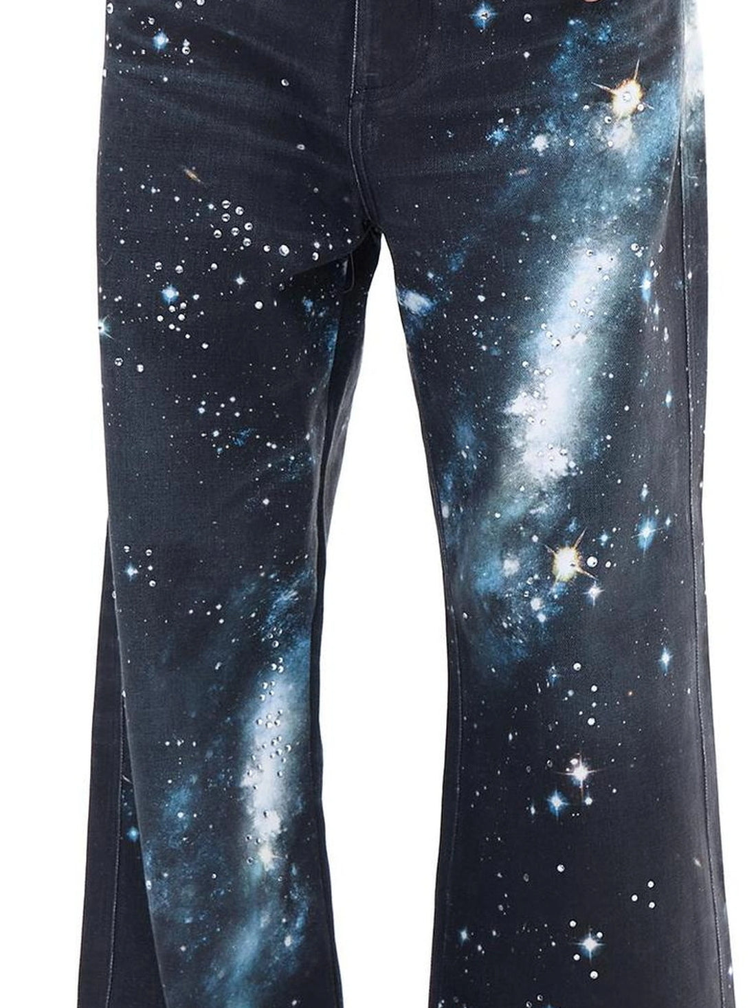 FayChui  Galaxy Print Wide Leg Pants With Starry Sequins