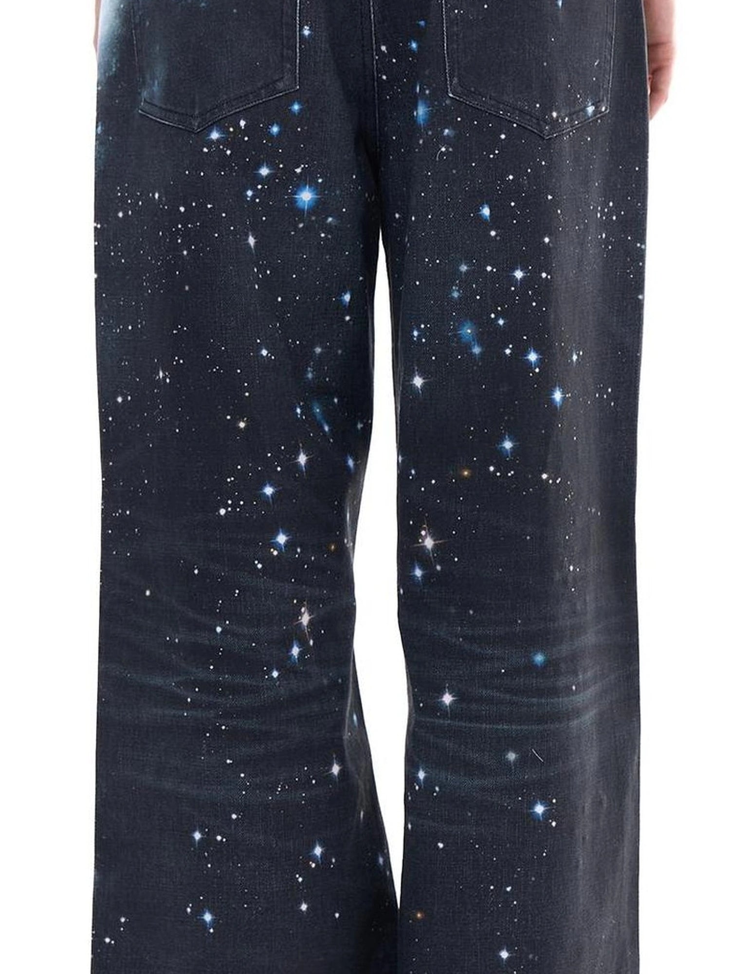 FayChui  Galaxy Print Wide Leg Pants With Starry Sequins