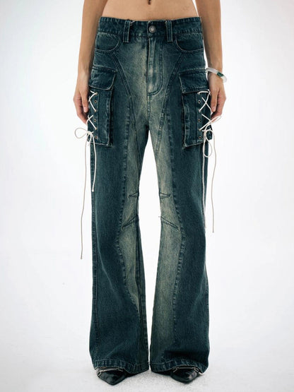 FayChui  Gradient Cargo Flare Jeans