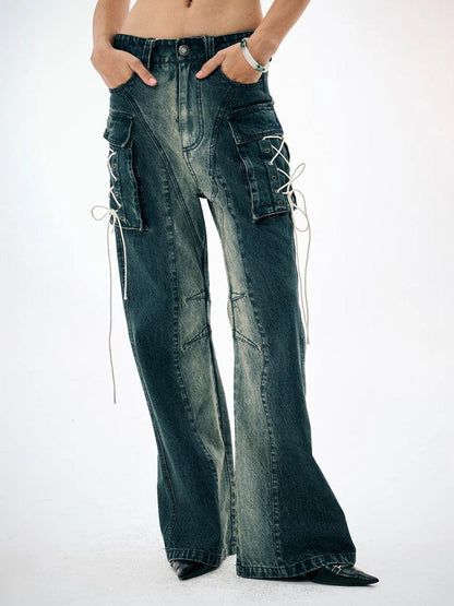 FayChui  Gradient Cargo Flare Jeans