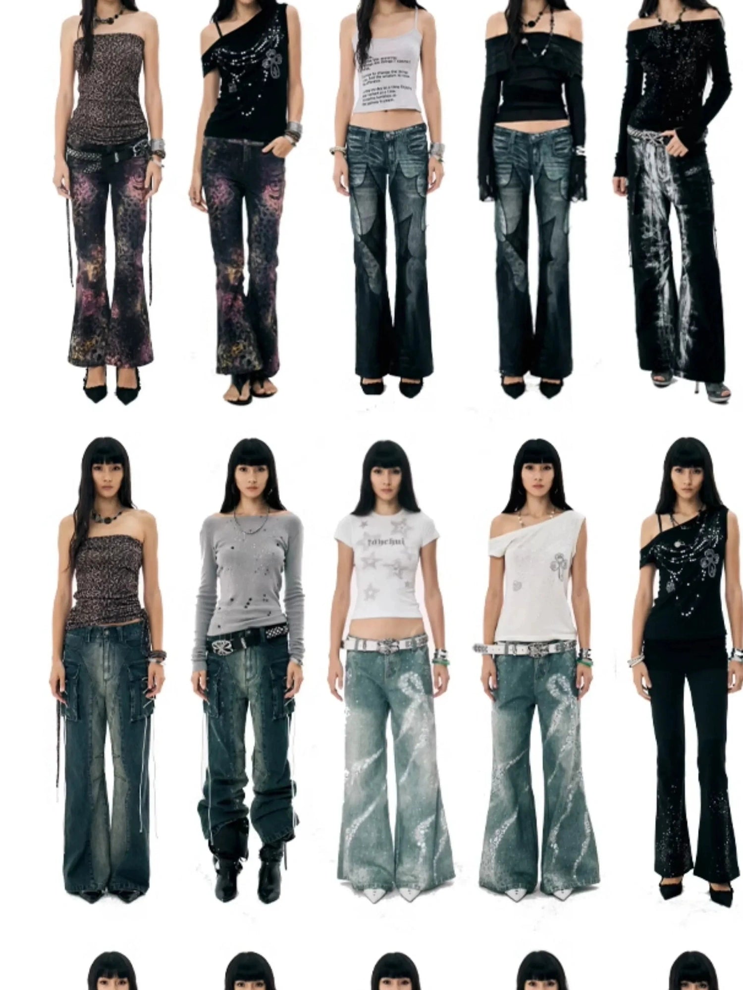 FayChui  Gradient Cargo Flare Jeans