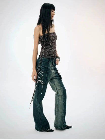 FayChui  Gradient Cargo Flare Jeans