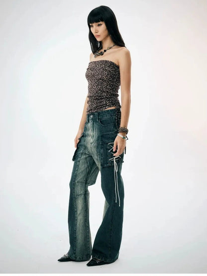 FayChui  Gradient Cargo Flare Jeans