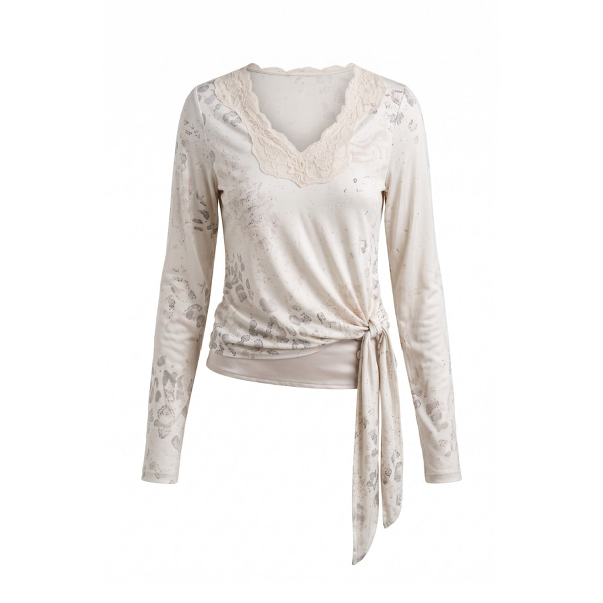 FayChui_Gradient_Leopard_Print_Lace_V-neck_Acetate_Women&