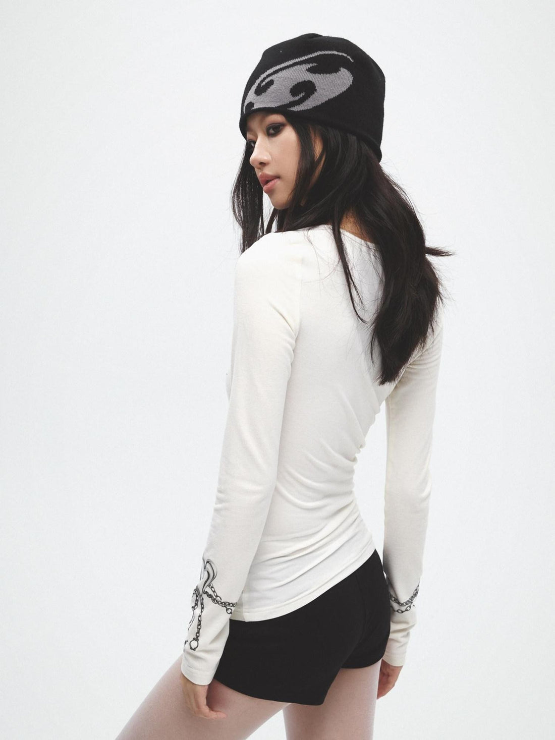 FayChui Graffiti Vintage Thorn Print Slim Women&