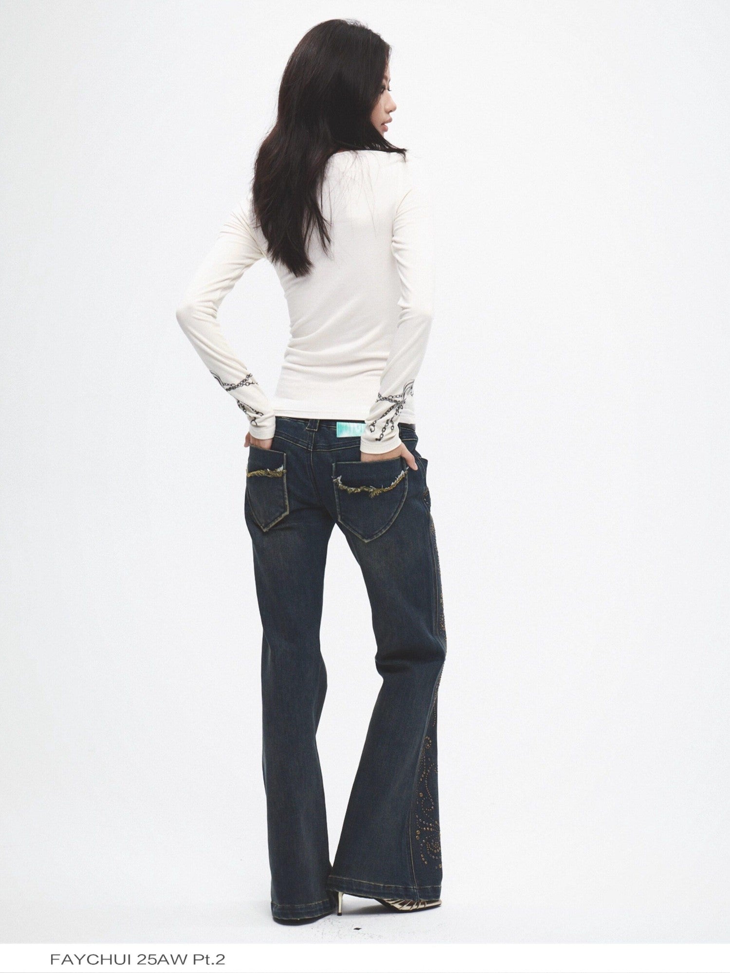 FayChui Graffiti Vintage Thorn Print Slim Women&