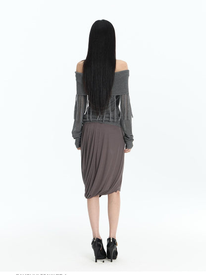 FayChui Hollow Out Fringe Draped Neck Two Way Women&