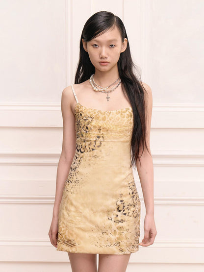 FayChui Leopard Floral Double Layer Mesh Women&