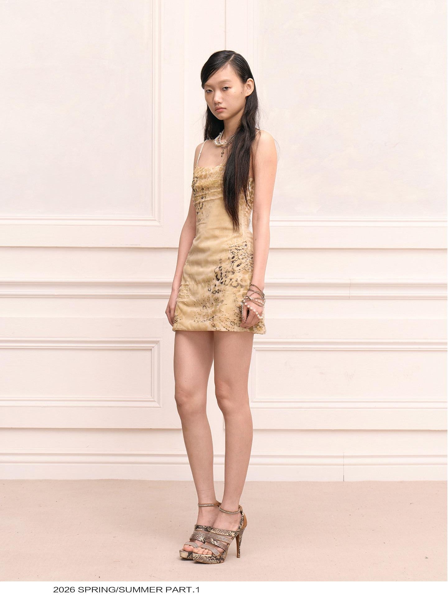 FayChui Leopard Floral Double Layer Mesh Women&