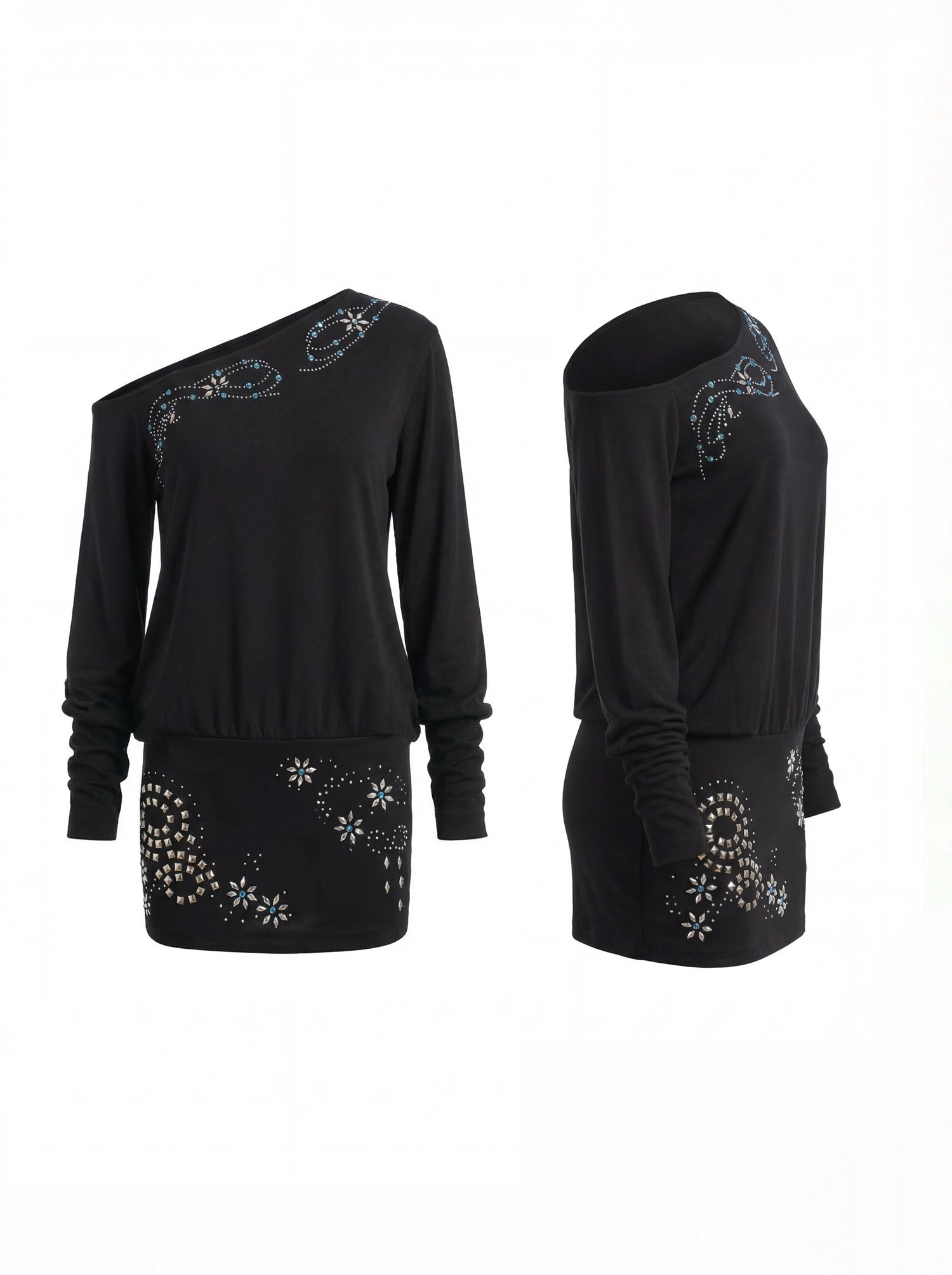 FayChui_Matte_Rhinestone_Stud_Asymmetric_Women&