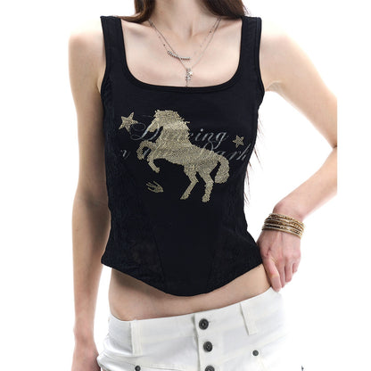 FayChui_Midnight_Black_Gold_Horse_Rhinestone_Square_Neck_Women&