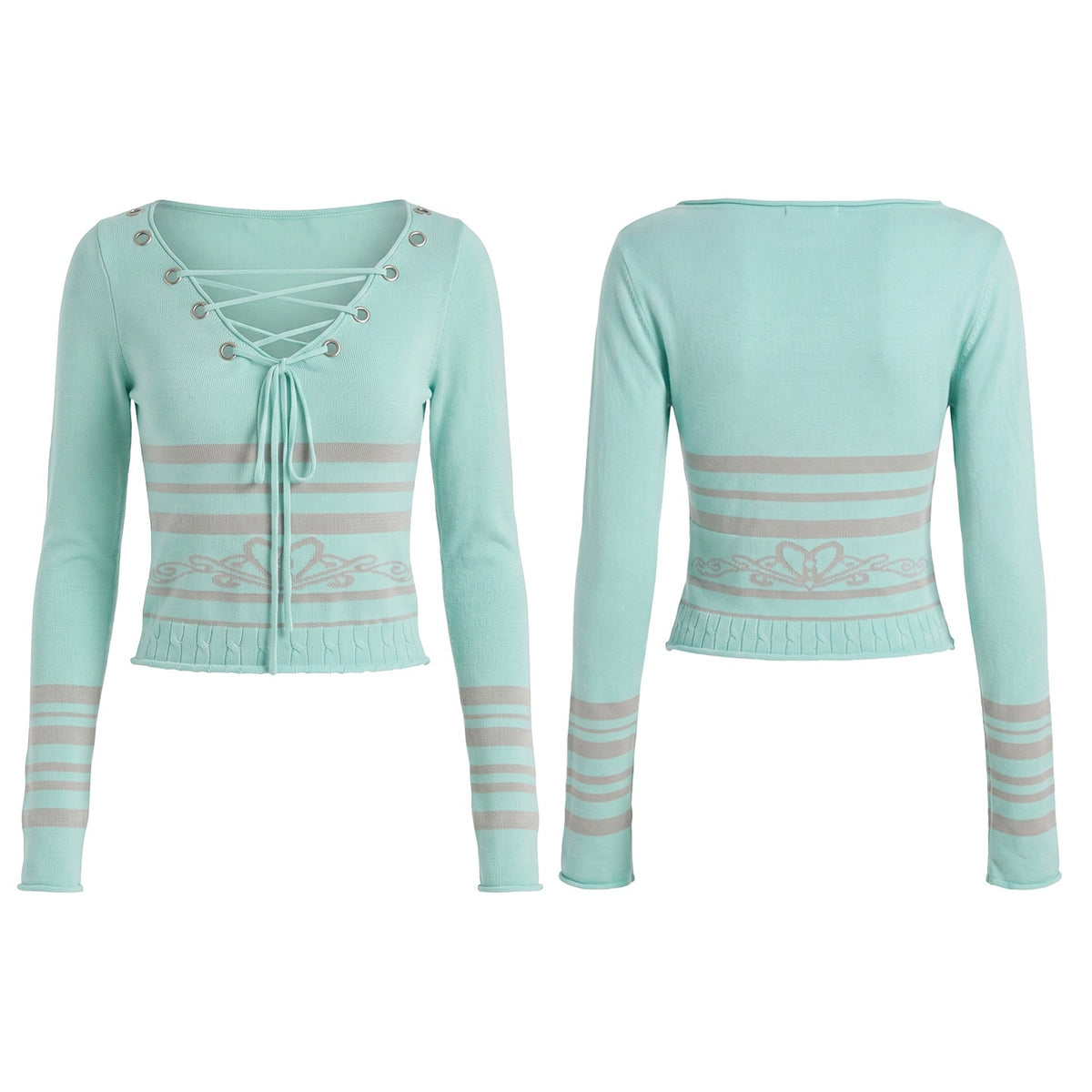 FayChui_Mint_Blue_Lace_Up_Cutout_Knit_Slim_Fit_Women&