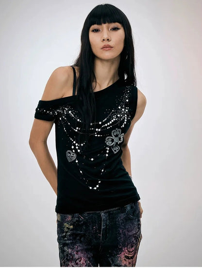 FayChui  Pearl Embellished Off Shoulder Knit Top