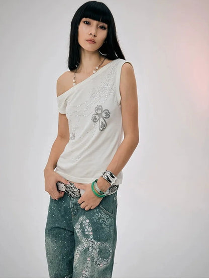 FayChui  Pearl Embellished Off Shoulder Knit Top