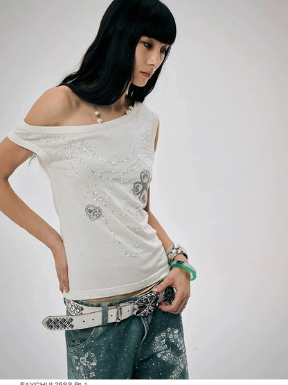 FayChui  Pearl Embellished Off Shoulder Knit Top