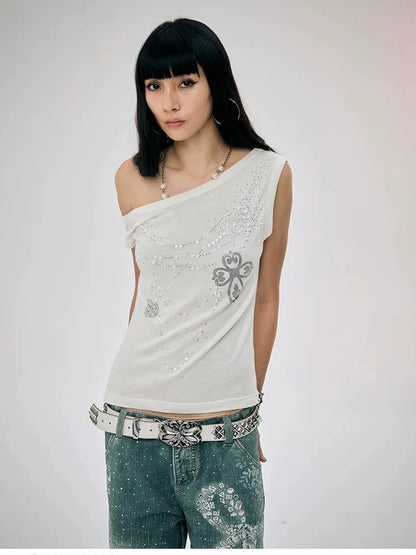 FayChui  Pearl Embellished Off Shoulder Knit Top