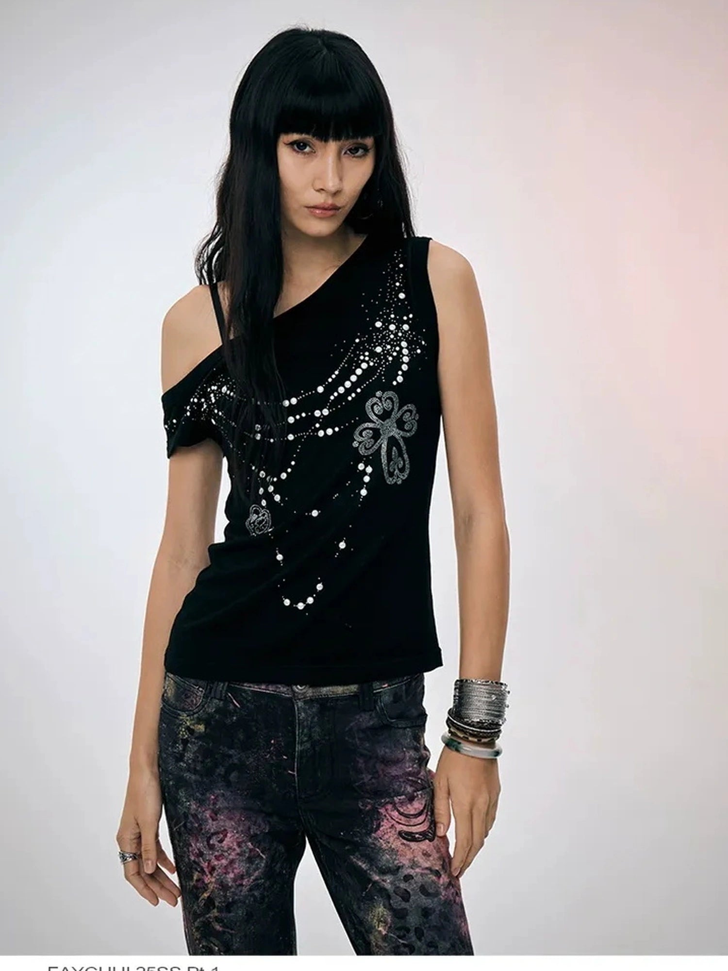 FayChui  Pearl Embellished Off Shoulder Knit Top