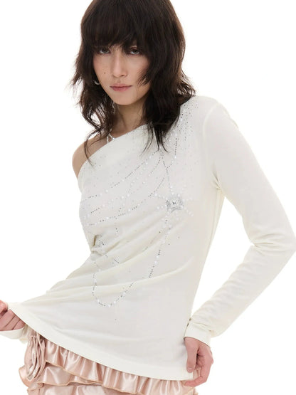 FayChui  Pearl Trimmed Draped Neck Wool Top