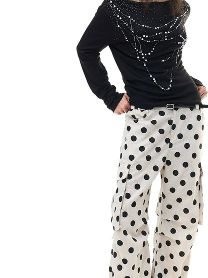 FayChui  Pearl Trimmed Draped Neck Wool Top