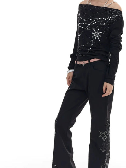 FayChui  Pearl Trimmed Draped Neck Wool Top