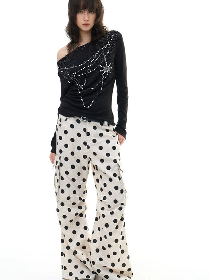 FayChui  Pearl Trimmed Draped Neck Wool Top