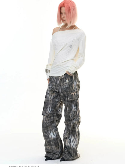 FayChui  Pearl Trimmed Draped Neck Wool Top